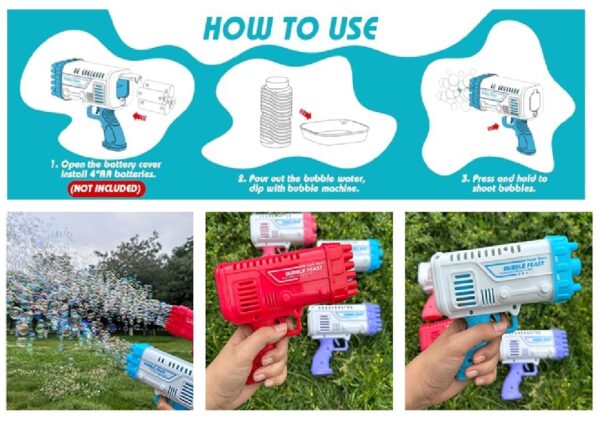 2 in 1 Bubble Gun Set for Kids - Image 7